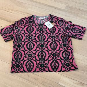 Boden-Abstract Floral 100% Cashmere T-Shirt Shirt Top-New-L